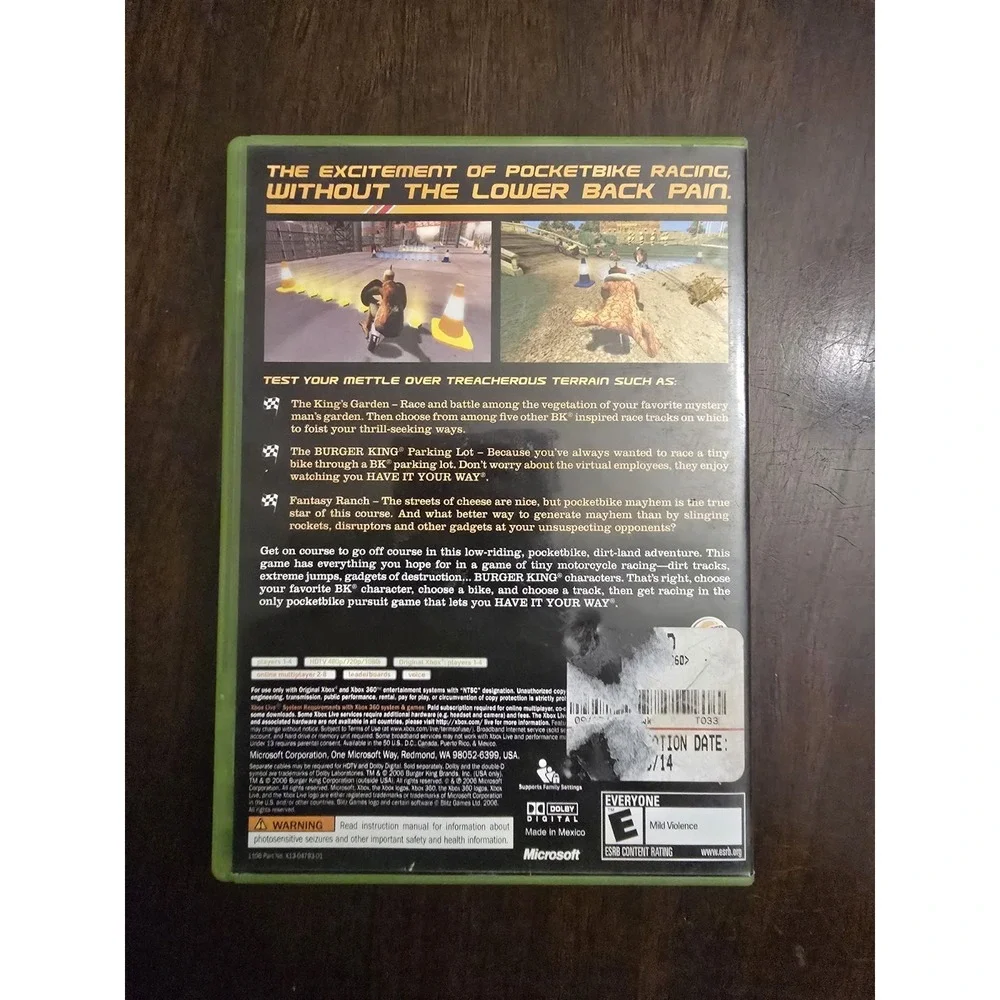 Pocket Bike Racer Game-Microsoft Xbox 360 Video Game Burger King